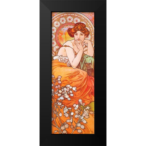 Topaz Black Modern Wood Framed Art Print by Mucha, Alphonse