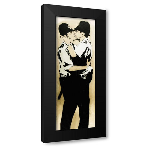 Trafalgar Street, Brighton (graffiti attributed to Banksy) Black Modern Wood Framed Art Print by Anonymous (attributed to Banksy)