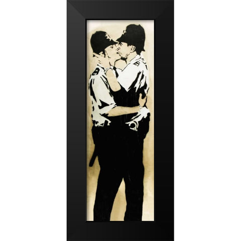 Trafalgar Street, Brighton (graffiti attributed to Banksy) Black Modern Wood Framed Art Print by Anonymous (attributed to Banksy)
