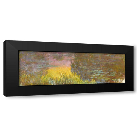 The Water Lilies - Setting Sun Black Modern Wood Framed Art Print with Double Matting by Monet, Claude
