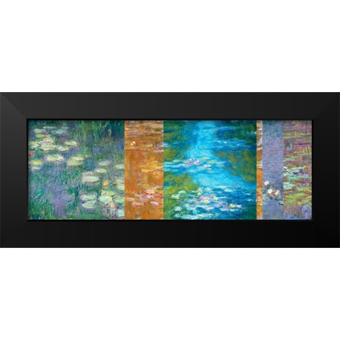 Waterlilies II Black Modern Wood Framed Art Print by Monet, Claude