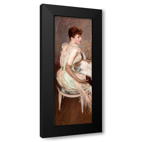 Ritratto della contessa de Leusse Black Modern Wood Framed Art Print with Double Matting by Boldini, Giovanni