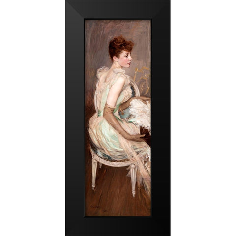 Ritratto della contessa de Leusse Black Modern Wood Framed Art Print by Boldini, Giovanni