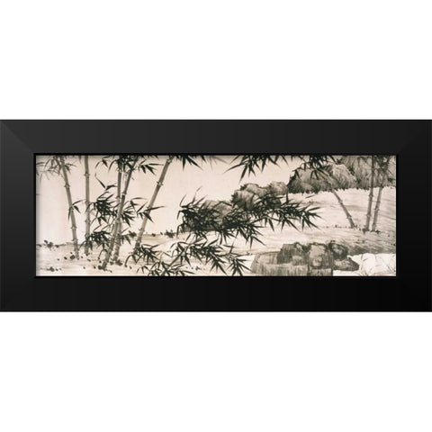 Bamboo under Spring Rain Black Modern Wood Framed Art Print by Chang, Xia
