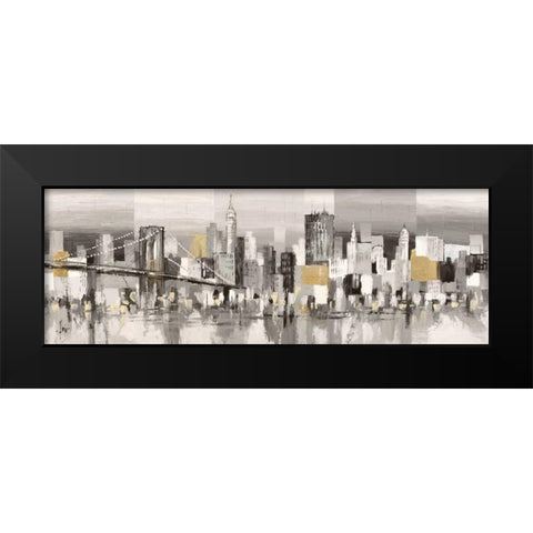 Manhattan and Brooklyn Bridge Black Modern Wood Framed Art Print by Florio, Luigi