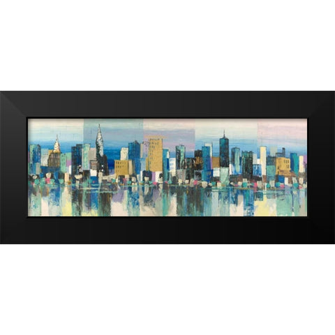 Manhattan Aqua Black Modern Wood Framed Art Print by Florio, Luigi