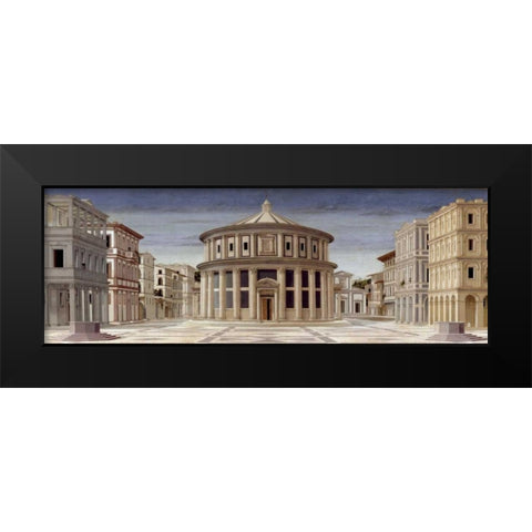 La citta ideale Black Modern Wood Framed Art Print by della Francesca, Piero