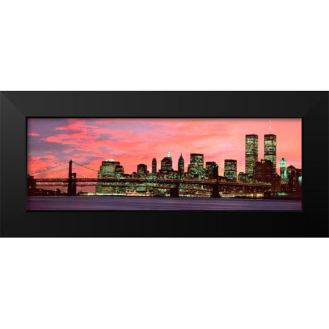 Manhattan at night Black Modern Wood Framed Art Print by Berenholtz, Richard