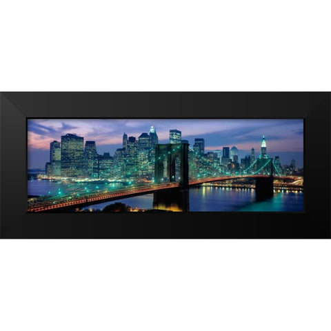 Brooklyn Bridge and Skyline Black Modern Wood Framed Art Print by Berenholtz, Richard