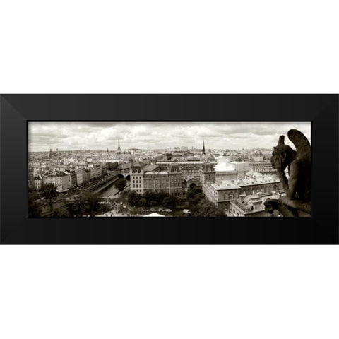 Paris Panorama Black Modern Wood Framed Art Print by Ratsenskiy, Vadim