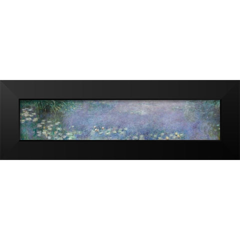 The Water Lilies - Morning Black Modern Wood Framed Art Print by Monet, Claude