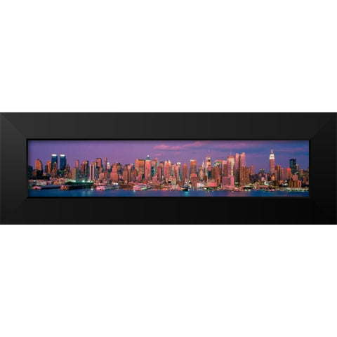 Manhattan Skyline NYC Black Modern Wood Framed Art Print by Berenholtz, Richard