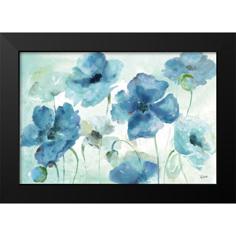 Shades of Blue Landscape Black Modern Wood Framed Art Print by Tre Sorelle Studios