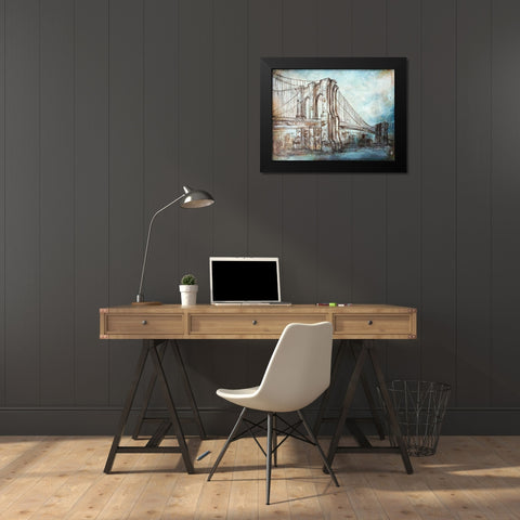 Brooklyn Bridge Black Modern Wood Framed Art Print by Tre Sorelle Studios