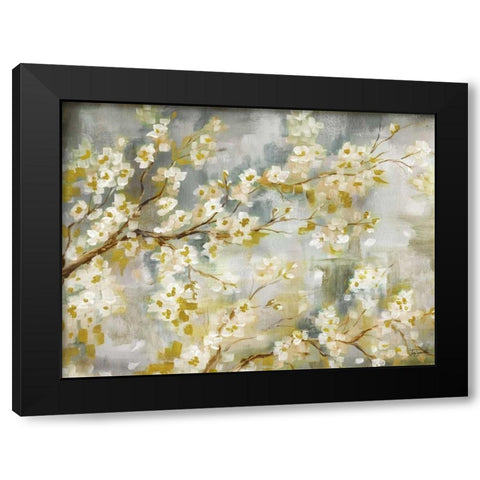 Golden Cherry Blossoms Black Modern Wood Framed Art Print with Double Matting by Tre Sorelle Studios