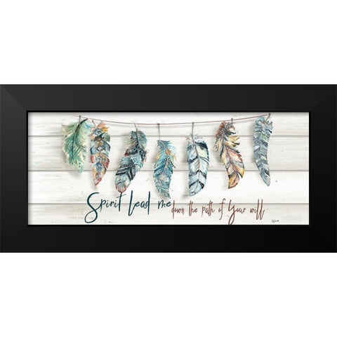 Tribal Feathers Sign Black Modern Wood Framed Art Print by Tre Sorelle Studios