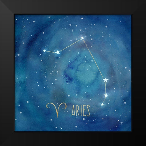 Star Sign Aries Black Modern Wood Framed Art Print by Coulter, Cynthia