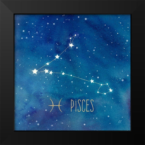 Star Sign Pisces Black Modern Wood Framed Art Print by Coulter, Cynthia
