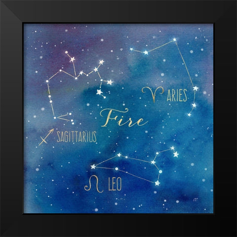 Star Sign Fire Black Modern Wood Framed Art Print by Coulter, Cynthia