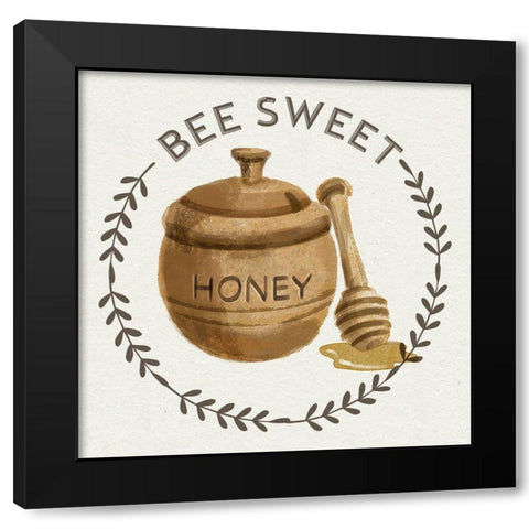 Bee Hive III-Bee Sweet Black Modern Wood Framed Art Print with Double Matting by Bannarot