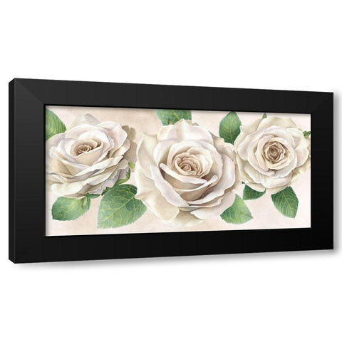 Ivory  Roses landscape II Black Modern Wood Framed Art Print with Double Matting by Wilson, Kelsey