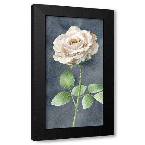 Ivory  Roses on gray panel I Black Modern Wood Framed Art Print with Double Matting by Wilson, Kelsey