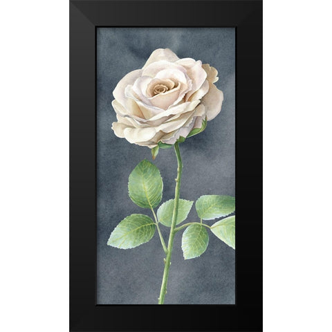 Ivory  Roses on gray panel I Black Modern Wood Framed Art Print by Wilson, Kelsey