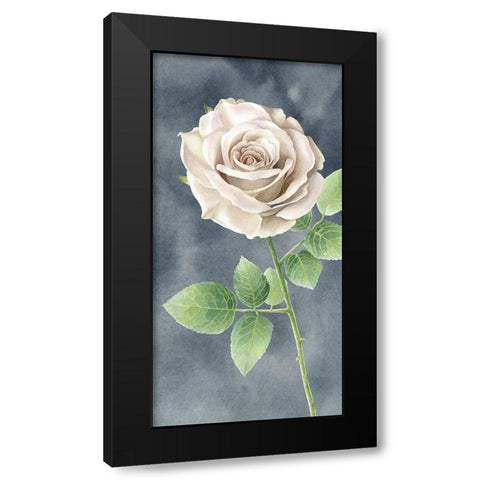 Ivory  Roses on gray panel II Black Modern Wood Framed Art Print by Wilson, Kelsey