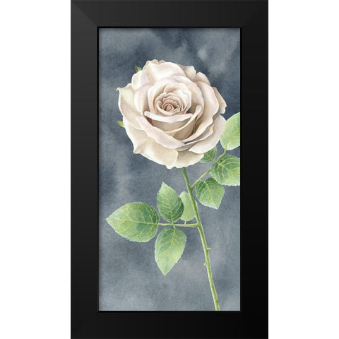 Ivory  Roses on gray panel II Black Modern Wood Framed Art Print by Wilson, Kelsey