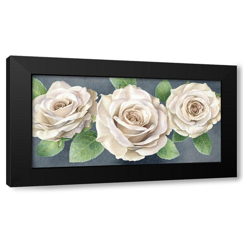 Ivory  Roses on gray landscape II Black Modern Wood Framed Art Print with Double Matting by Wilson, Kelsey