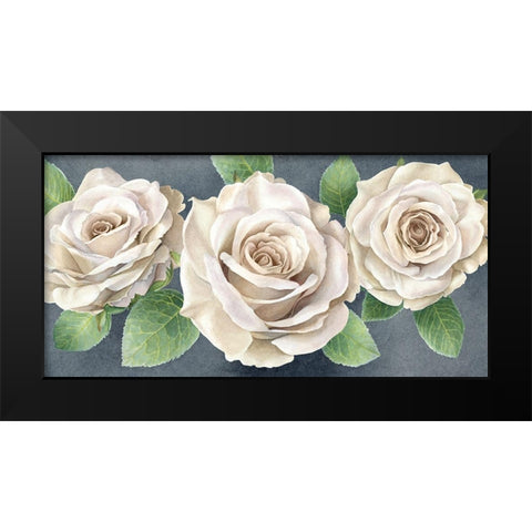 Ivory  Roses on gray landscape II Black Modern Wood Framed Art Print by Wilson, Kelsey
