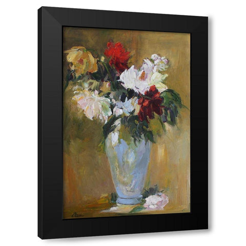 Flower Power Vase Black Modern Wood Framed Art Print by Fine, Alexi