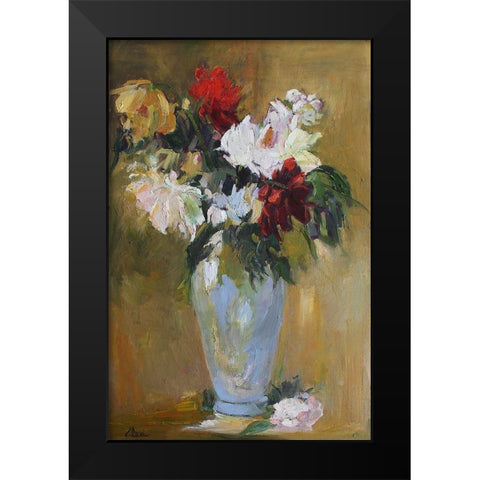 Flower Power Vase Black Modern Wood Framed Art Print by Fine, Alexi