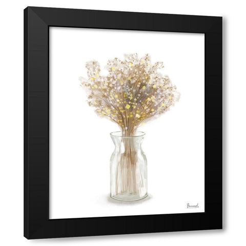 Dried Flower yellow II Black Modern Wood Framed Art Print with Double Matting by Bannarot