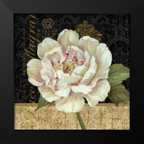 Antique Still Life Peony Black Modern Wood Framed Art Print by Gladding, Pamela