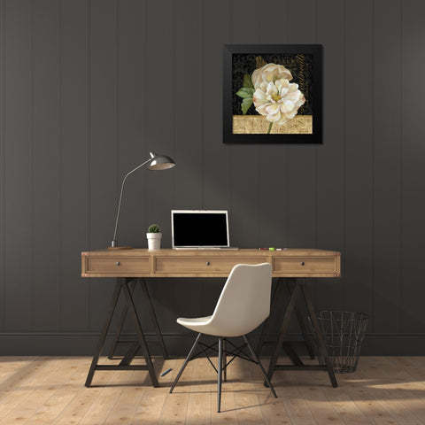 Antique Still Life Rose Black Modern Wood Framed Art Print by Gladding, Pamela