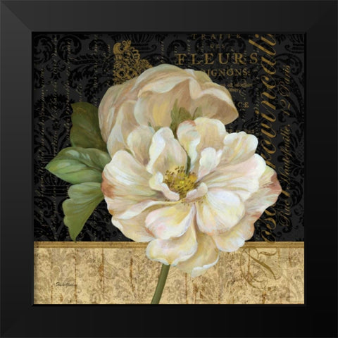 Antique Still Life Rose Black Modern Wood Framed Art Print by Gladding, Pamela