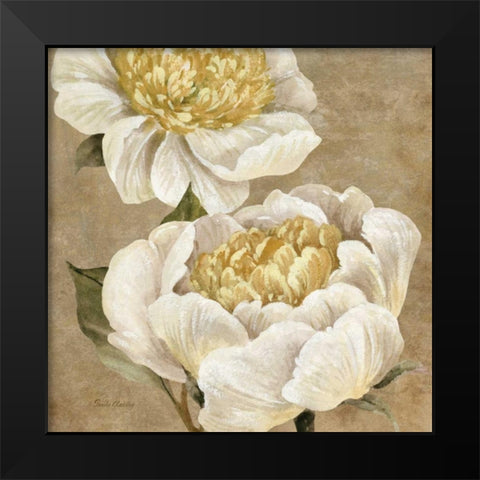 Up Close Cream Peony Black Modern Wood Framed Art Print by Gladding, Pamela