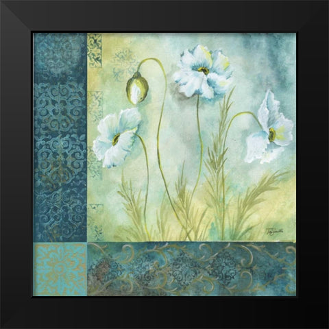 White Poppy Garden I Black Modern Wood Framed Art Print by Tre Sorelle Studios