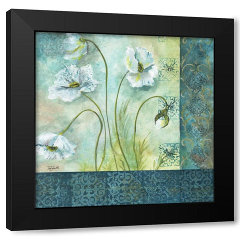 White Poppy Garden II Black Modern Wood Framed Art Print by Tre Sorelle Studios