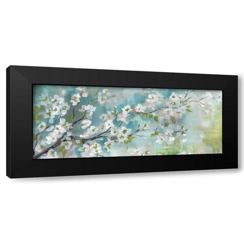 Cherry Blossoms Branch Panel Black Modern Wood Framed Art Print with Double Matting by Tre Sorelle Studios