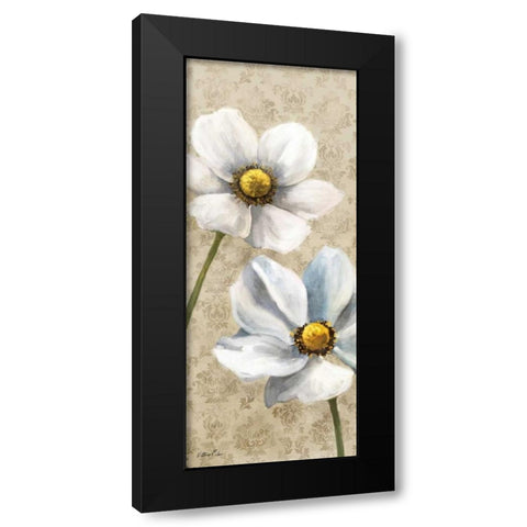 Winter White Poppies Panel I Black Modern Wood Framed Art Print by Milan, Vittorio