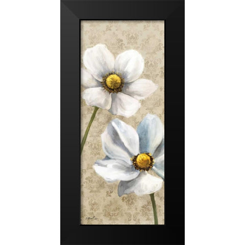 Winter White Poppies Panel I Black Modern Wood Framed Art Print by Milan, Vittorio