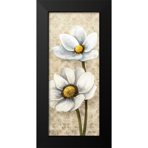Winter White Poppies Panel II Black Modern Wood Framed Art Print by Milan, Vittorio