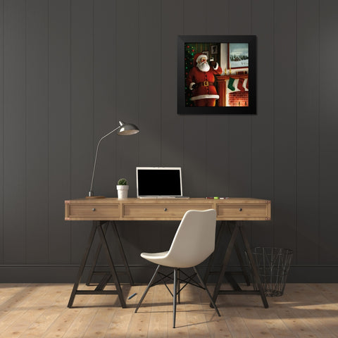 Christmas Eve Santa Black Modern Wood Framed Art Print by Milan, Vittorio