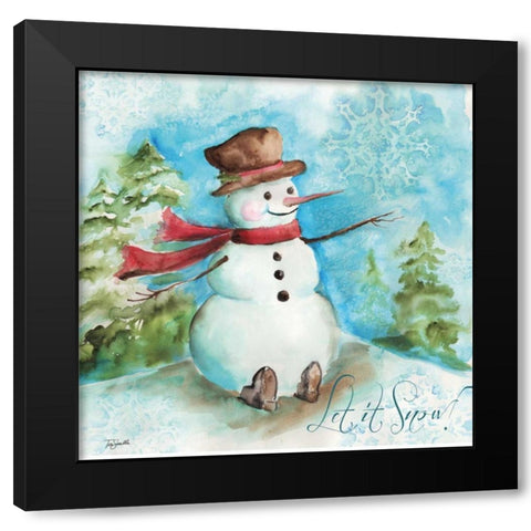 Watercolor Snowmen I Black Modern Wood Framed Art Print by Tre Sorelle Studios
