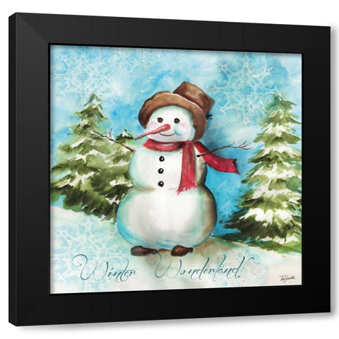 Watercolor Snowmen II Black Modern Wood Framed Art Print with Double Matting by Tre Sorelle Studios