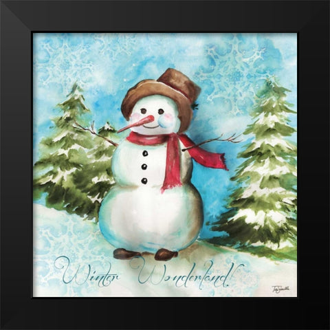 Watercolor Snowmen II Black Modern Wood Framed Art Print by Tre Sorelle Studios