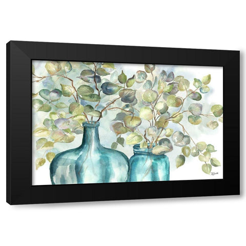 Eucalyptus  in Mason Jar I Black Modern Wood Framed Art Print with Double Matting by Tre Sorelle Studios