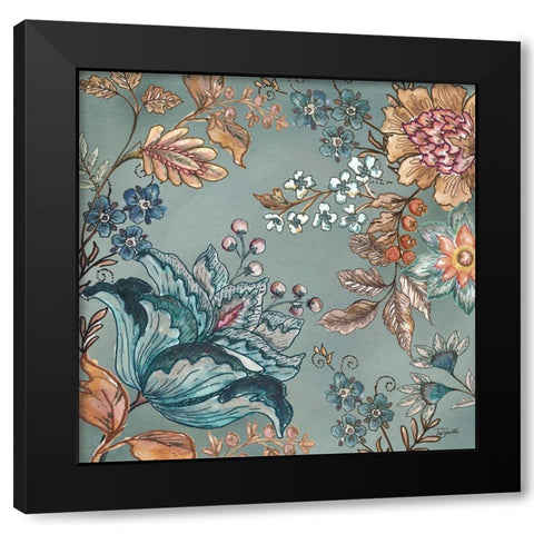Garden Vines II on Teal Black Modern Wood Framed Art Print with Double Matting by Tre Sorelle Studios